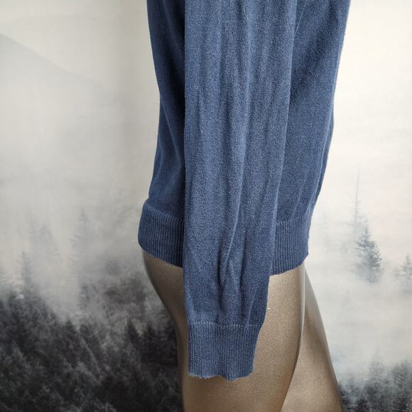 L.L. Bean Cotton Blend Navy Button-Front Cardigan | Women's Medium - Picture 6 of 12